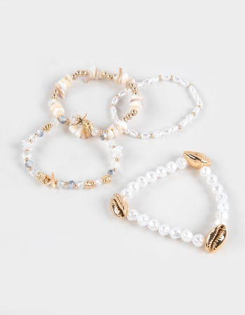 FULL TILT 4 Pack Faux Shell/Beaded Bracelets Primary Image