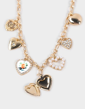 FULL TILT Multi Heart Charm Necklace Alternative Image