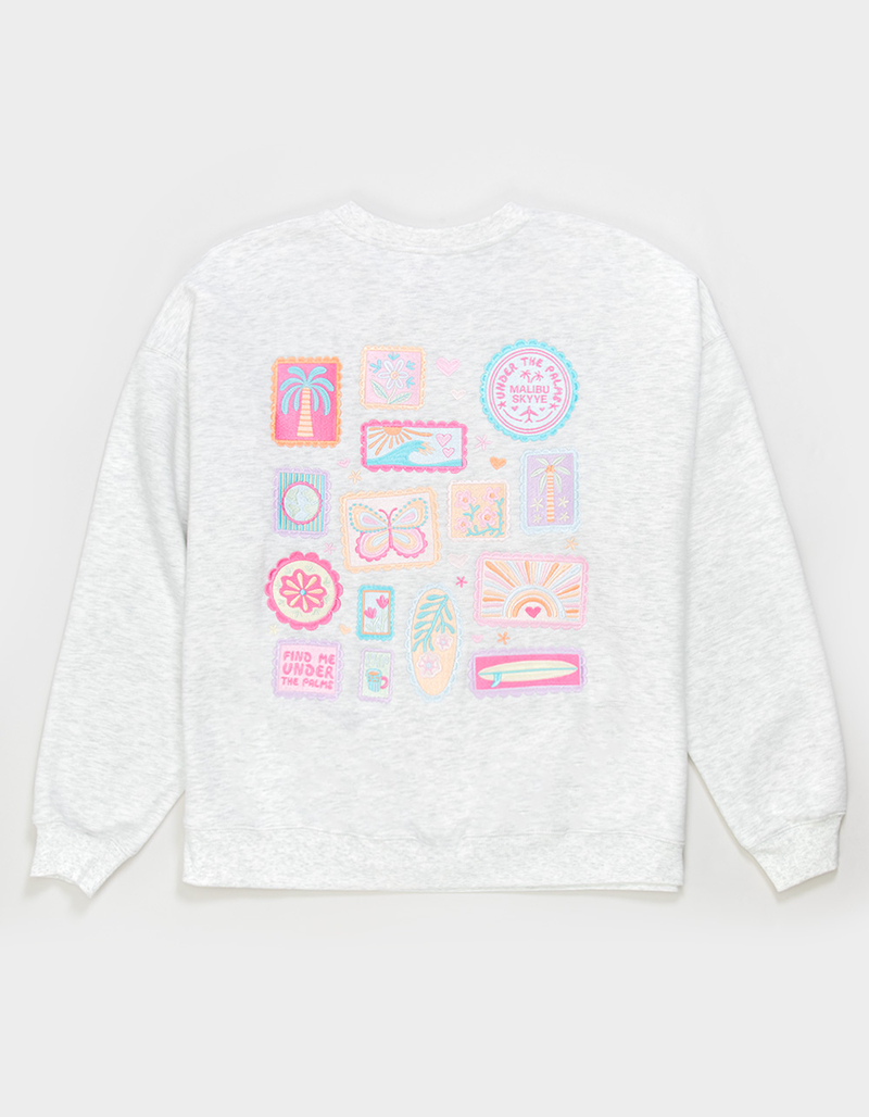 MALIBU SKYYE Stamps Womens Crewneck Sweatshirt image number 2