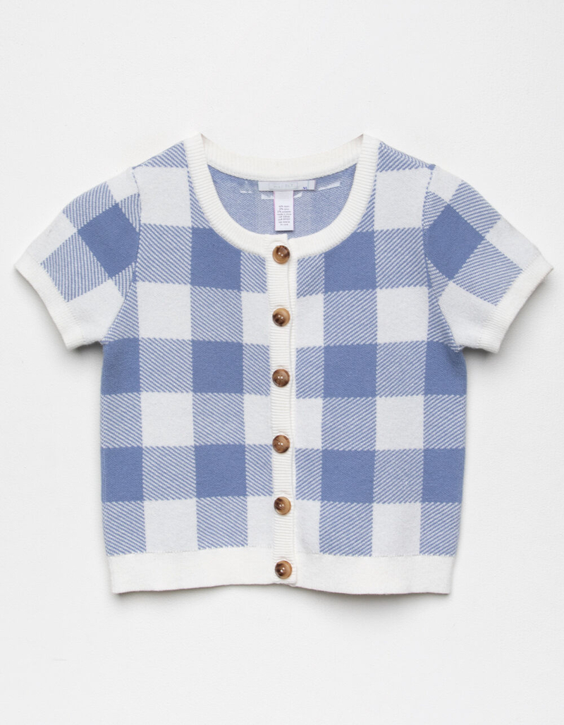 FULL TILT Gingham Girls Button Front Cardigan image number 1