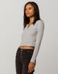 GOOD LUCK GEM Thermal Heather Gray Womens Crop Top image number 3