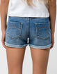 RSQ Malibu Cuff Medium Wash Girls Ripped Denim Shorts image number 4
