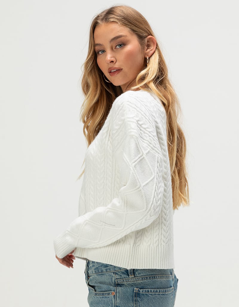 RSQ Womens Crop Cable Sweater image number 2