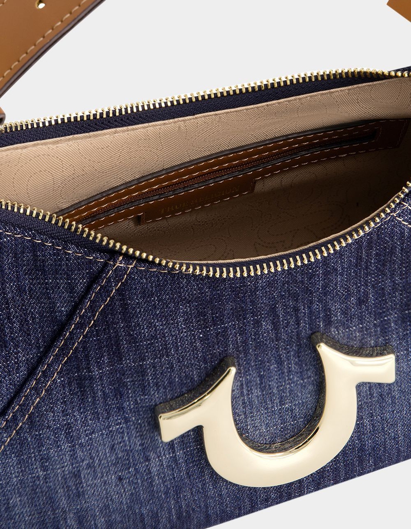 TRUE RELIGION Metal Horseshoe Denim Hobo Bag image number 4