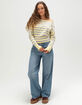 RSQ Womens Off The Shoulder Stripe High Rib Sweater image number 2