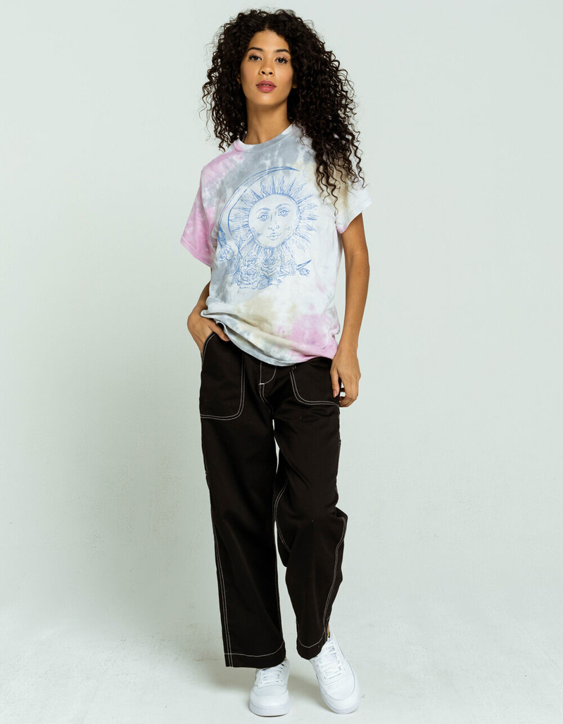 FULL TILT Sun & Moon Tie Dye Womens Oversized Tee image number 3