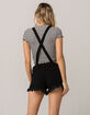 ALMOST FAMOUS Fray Denim Black Womens Shortalls image number 2