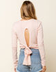 WEST OF MELROSE Make The Cut Open Back Twist Tie Womens Pink Tee image number 3