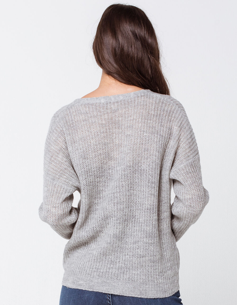 FULL TILT Essential Heather Grey Womens Cardigan image number 2
