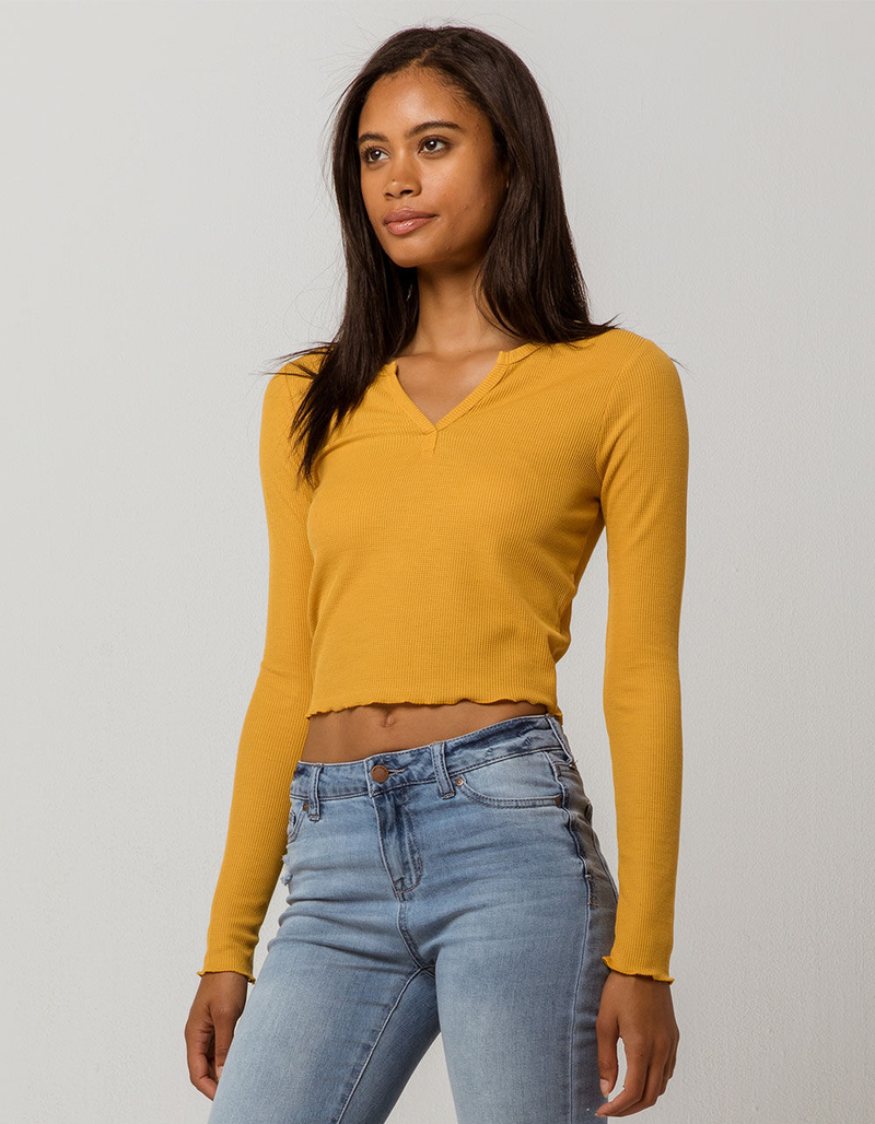 GOOD LUCK GEM Thermal Mustard Womens Crop Top image number 0