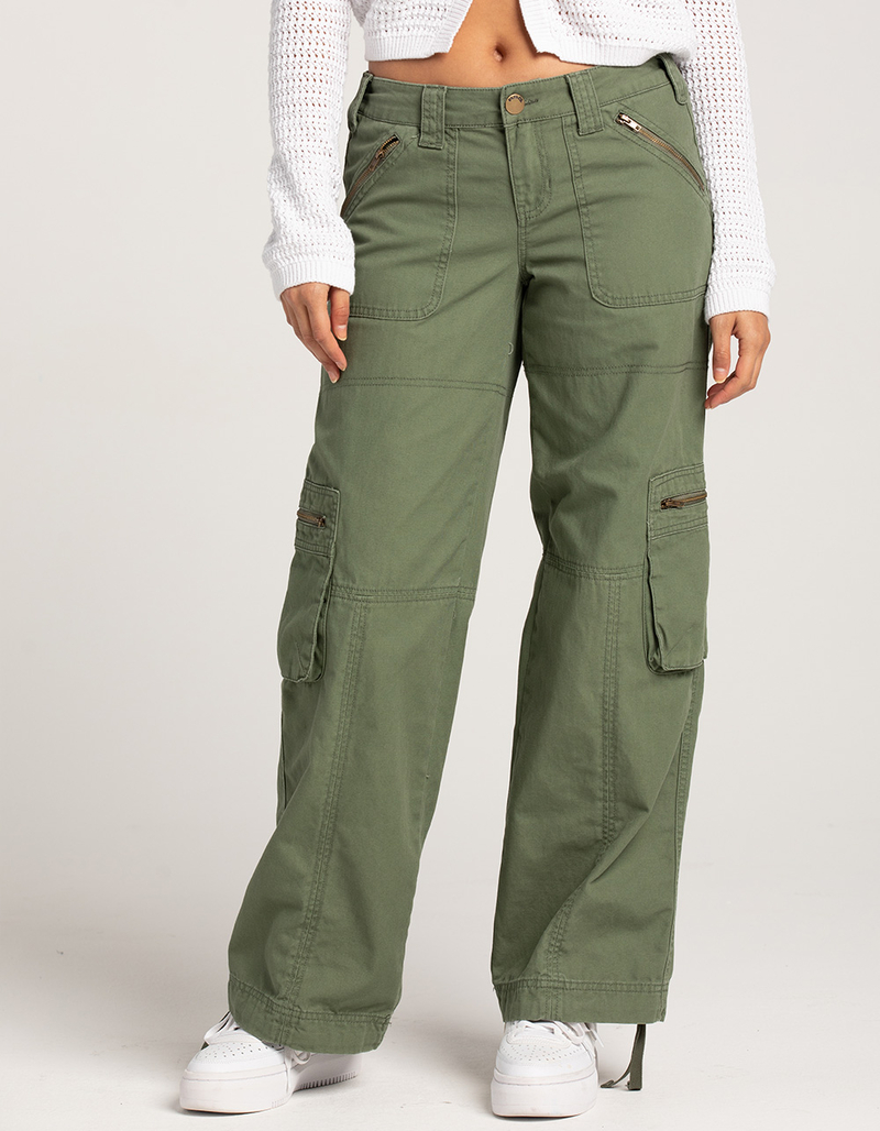 RSQ Womens Low Rise Overdye Cargo Zipper Pants image number 1