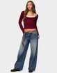 EDIKTED Raelynn Washed Low Rise Baggy Jeans image number 4