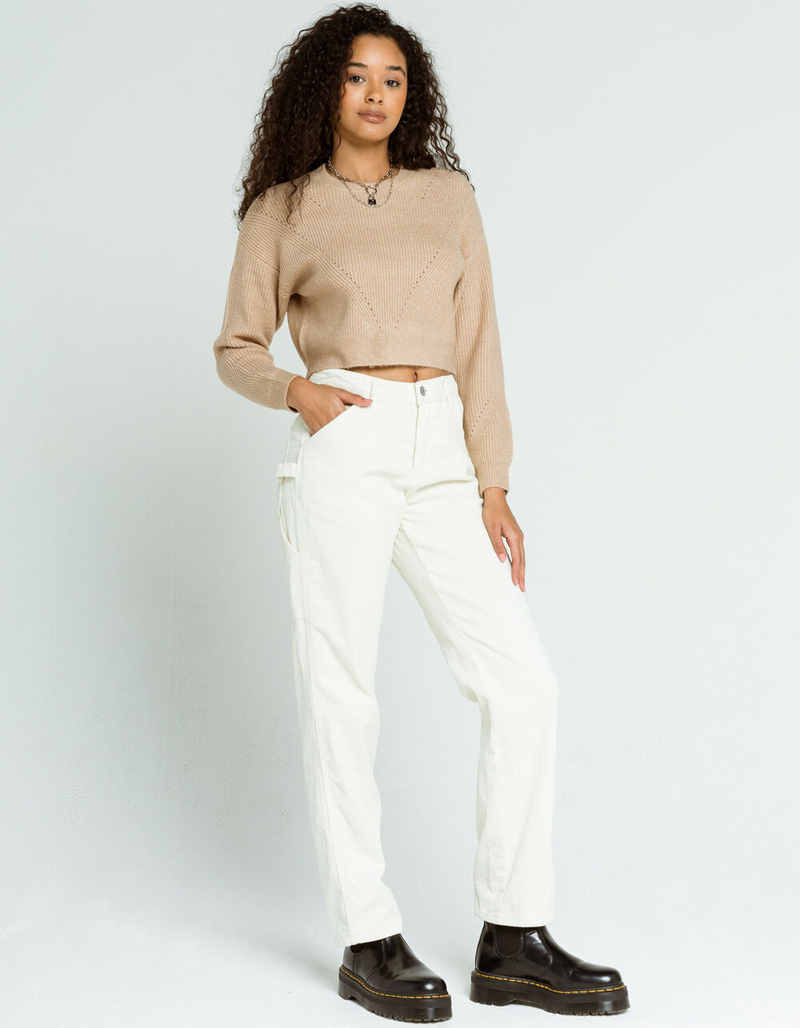 FULL TILT Transition Stitch Womens Tan Sweater image number 3