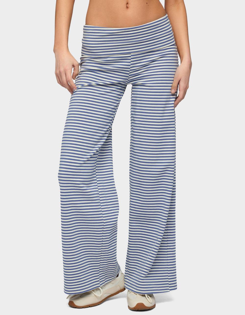 EDIKTED Petite Lilah Striped Fold Over Pants image number 0