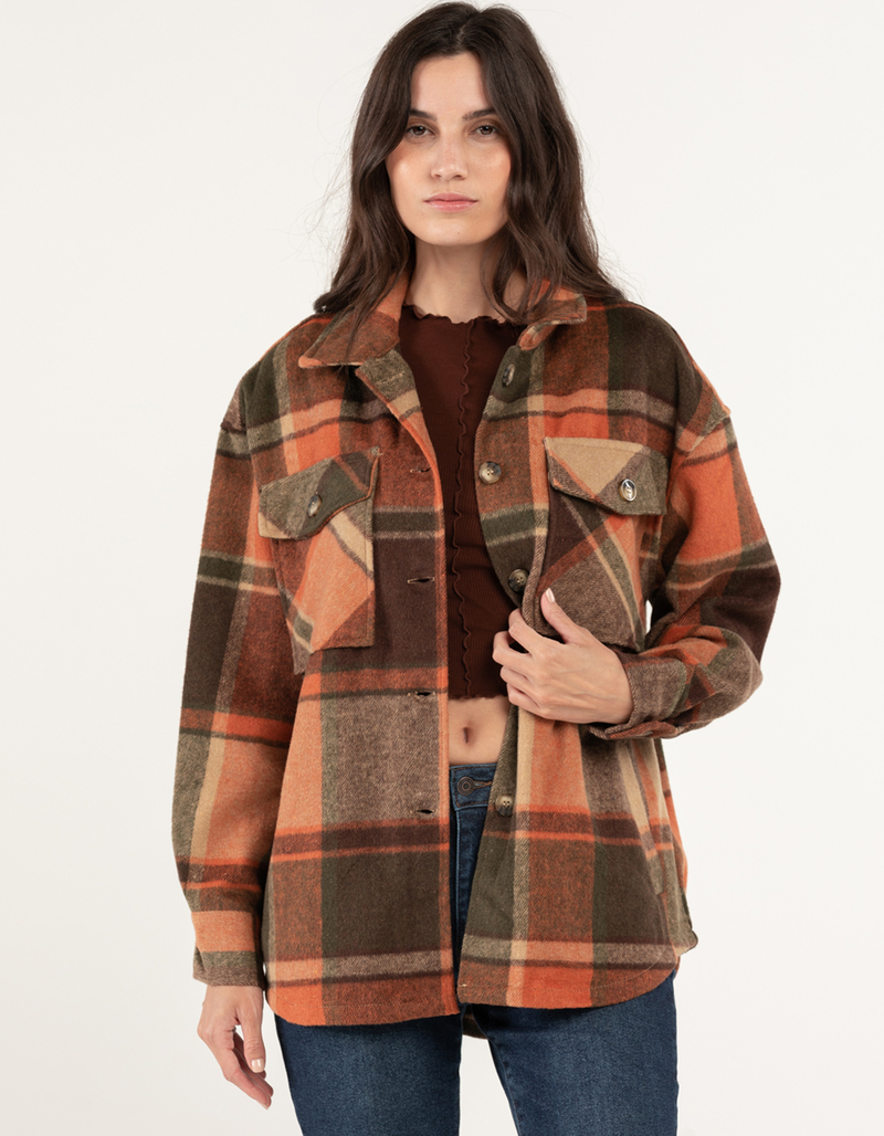 ASHLEY Womens Plaid Shacket image number 0