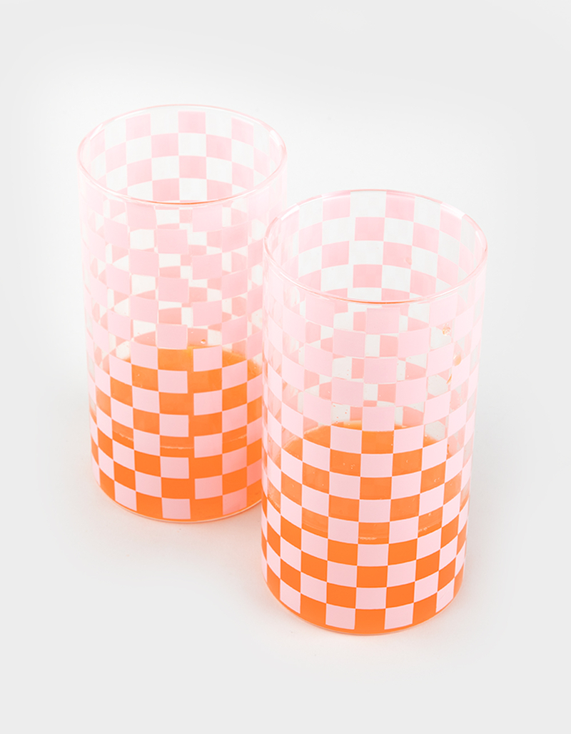 Checkered Highball Glasses - Set of 2 image number 1
