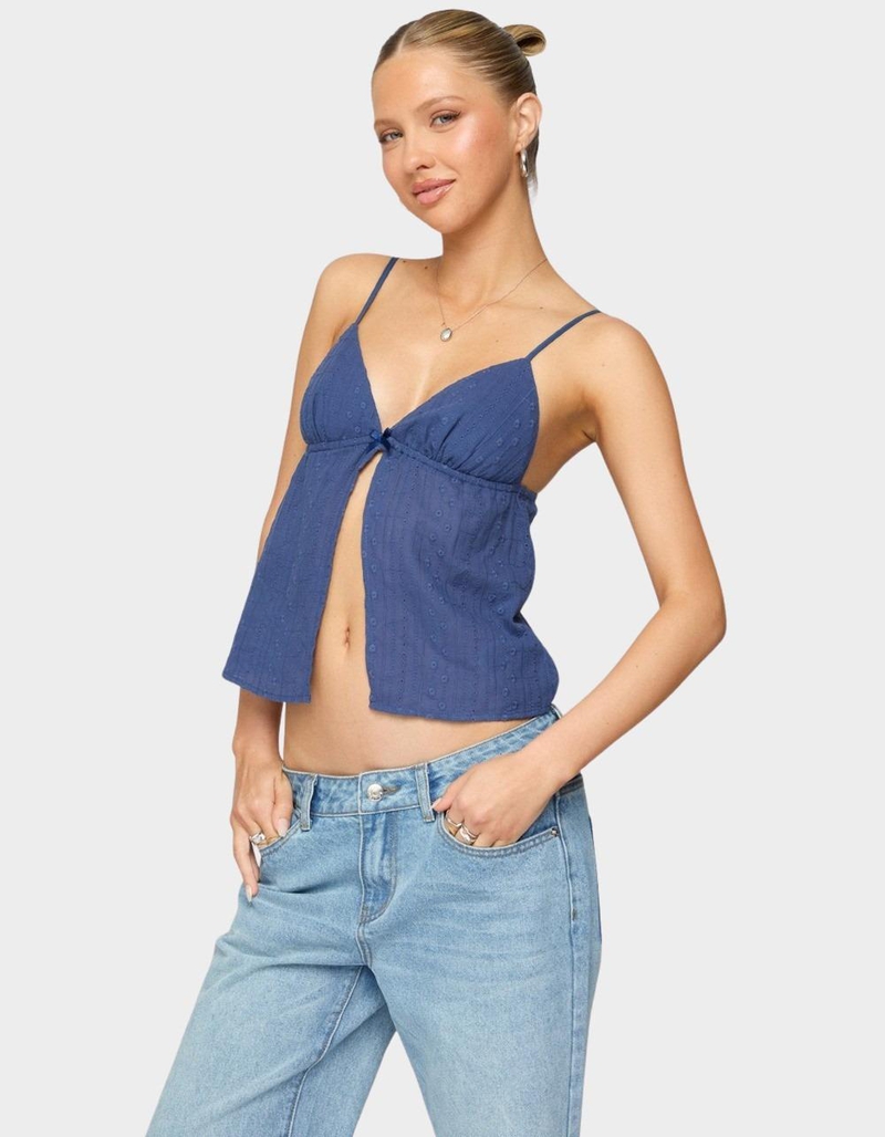 EDIKTED Otis Eyelet Split Front Tank Top image number 4