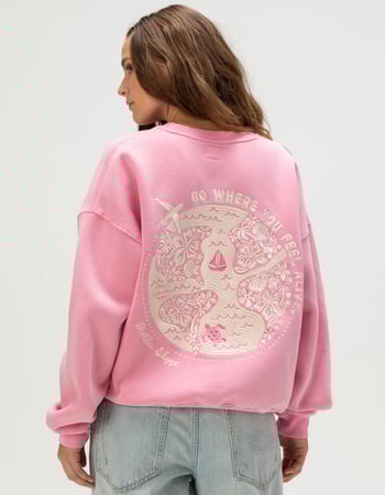 MALIBU SKYYE Go Where You Feel Alive Embroidered Womens Crewneck Sweatshirt MALIBU SKYYE Go Where You Feel Alive Embroidered Womens Crewneck Sweatshirt Primary Image