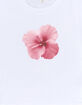 HIBISCUS Pink Floral Womens Baby Tee image number 3