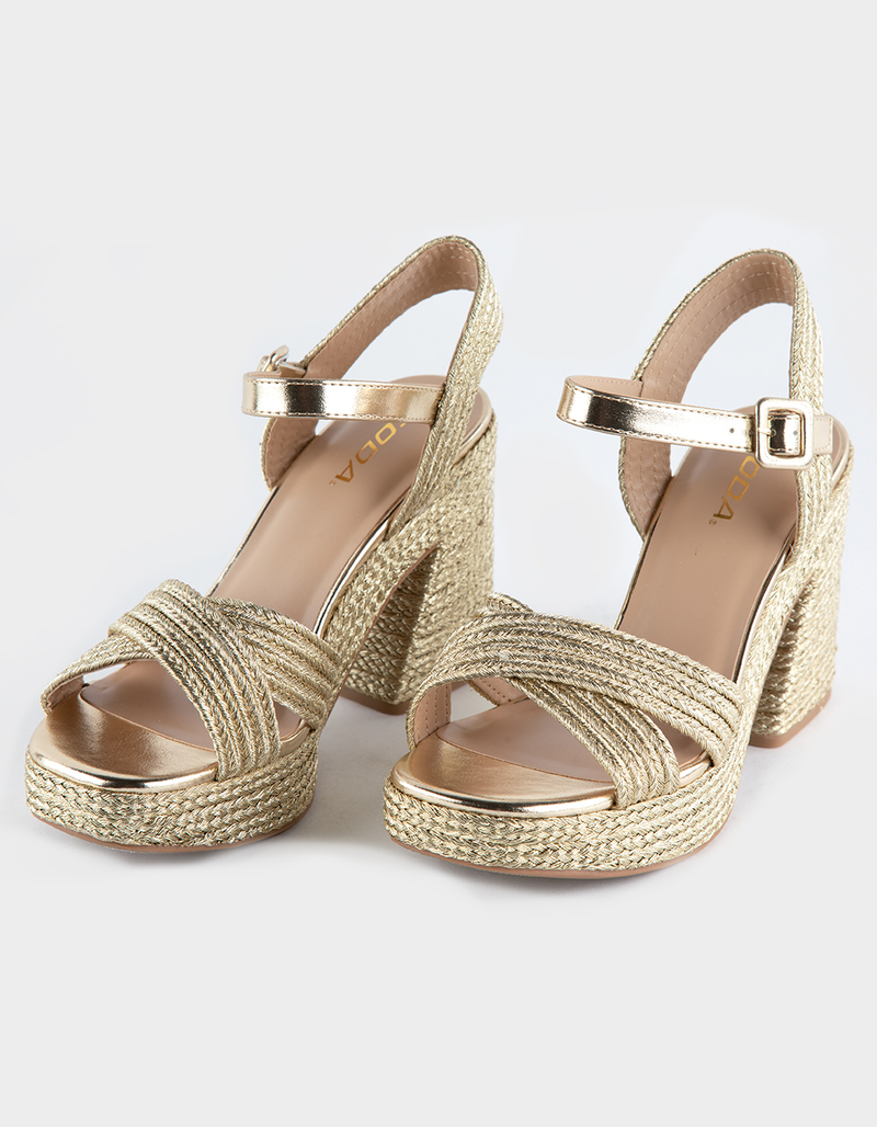 SODA Yara Raffia Womens Cross Strap Platform Sandals image number 0