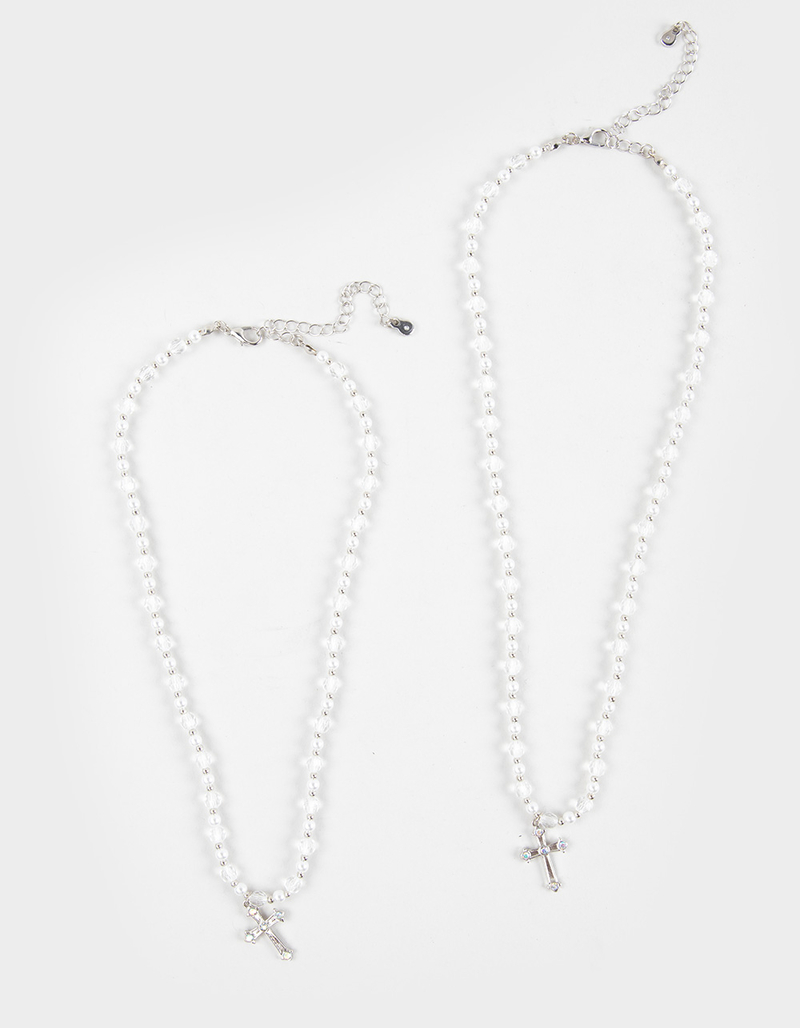 FULL TILT Beaded/Pearl Layered Cross Necklace image number 0