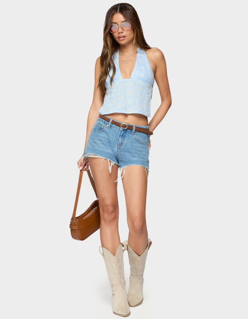 EDIKTED Floral Eyelet Backless Halter Top image number 3