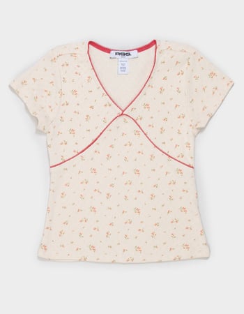 RSQ Girls Contrast Trim Ditzy Top Primary Image