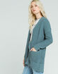 SKY AND SPARROW Chenille Ribbed Womens Teal Green Cardigan image number 2