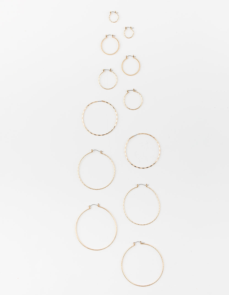 FULL TILT 6 Pairs Textured Hoop Earrings image number 0