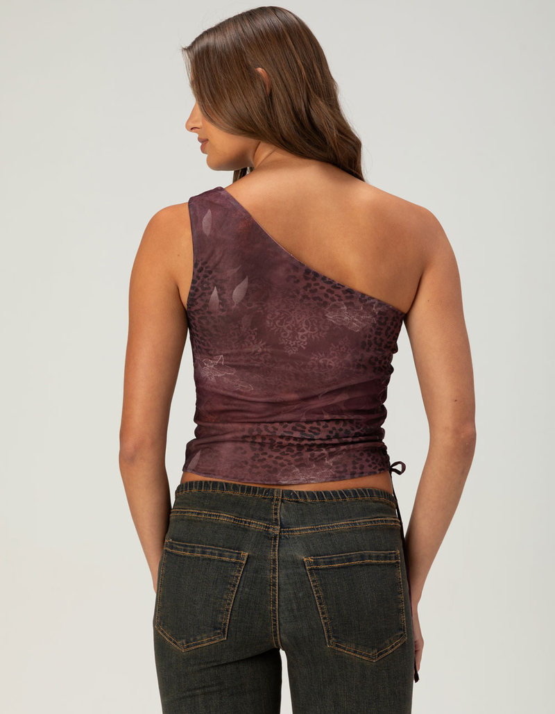 WEST OF MELROSE Animal Womens Mesh One Shoulder Top image number 4