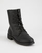 WILD DIVA Lace Up Black Womens Combat Boots image number 1