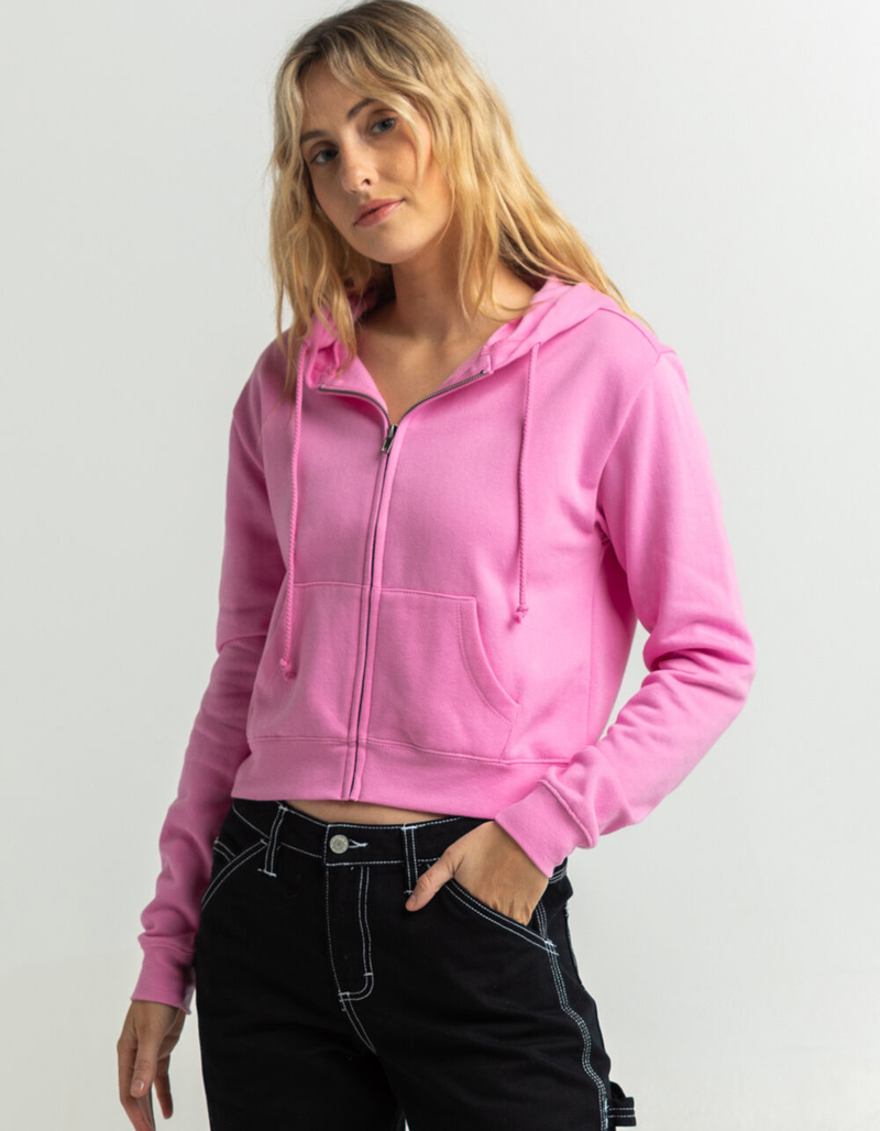 FULL TILT Essential Womens Crop Zip Hoodie image number 0