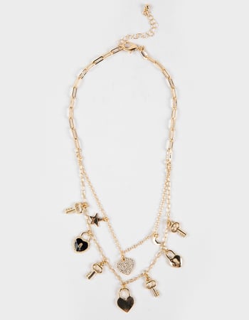 FULL TILT Heart/Locket/Star Multi Charm Necklace Primary Image