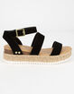 SODA Ankle Banded Black Womens Espadrille Flatform Sandals image number 2