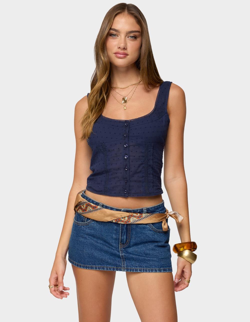 EDIKTED Embroidered Cotton Button Up Top image number 0