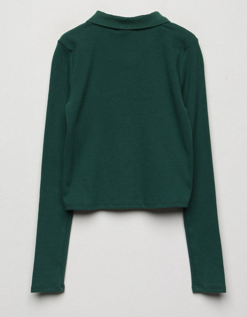 WHITE FAWN Polo Boyfriend Hunter Green Girls Shirt image number 1