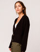 FULL TILT Essentials Fuzzy Black Womens Cardigan image number 2