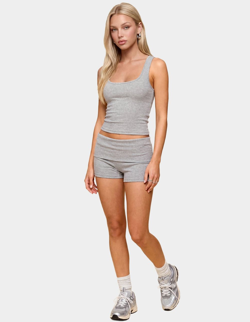 EDIKTED Audrea Ribbed Foldover Biker Shorts image number 3