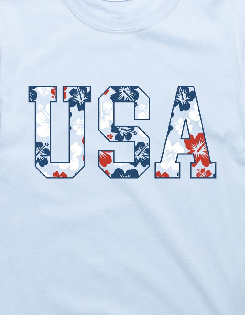 USA Hibiscus Outline Unisex Tee image number 1