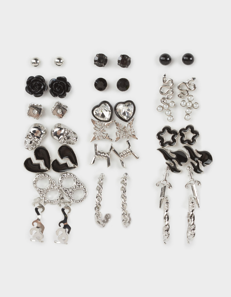 FULL TILT 20 Pack Punk Heart Sword Butterfly Earrings image number 0