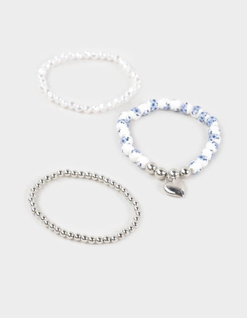 FULL TILT 3 Pack Printed Beaded Heart Bracelets Primary Image