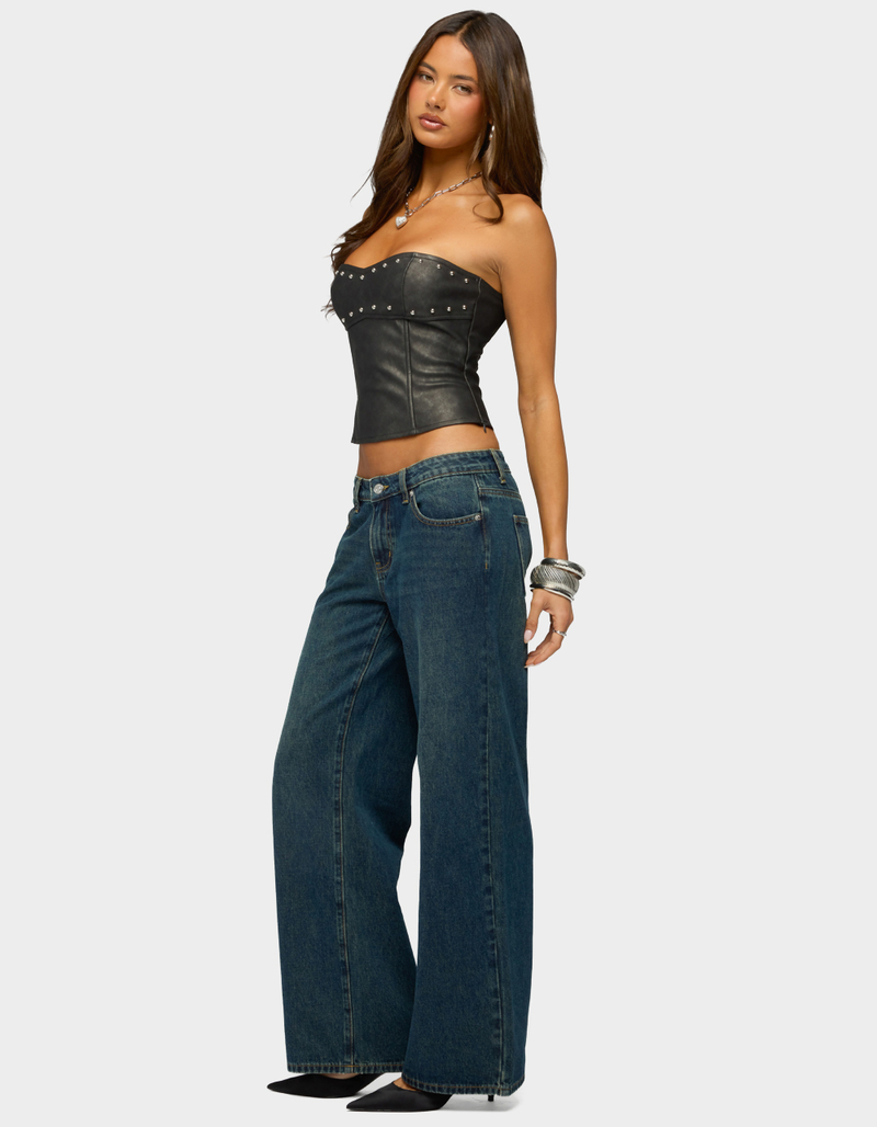 EDIKTED Izara Studded Faux Leather Corset image number 3