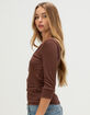 RSQ Womens 3/4 Sleeve Henley Top image number 3