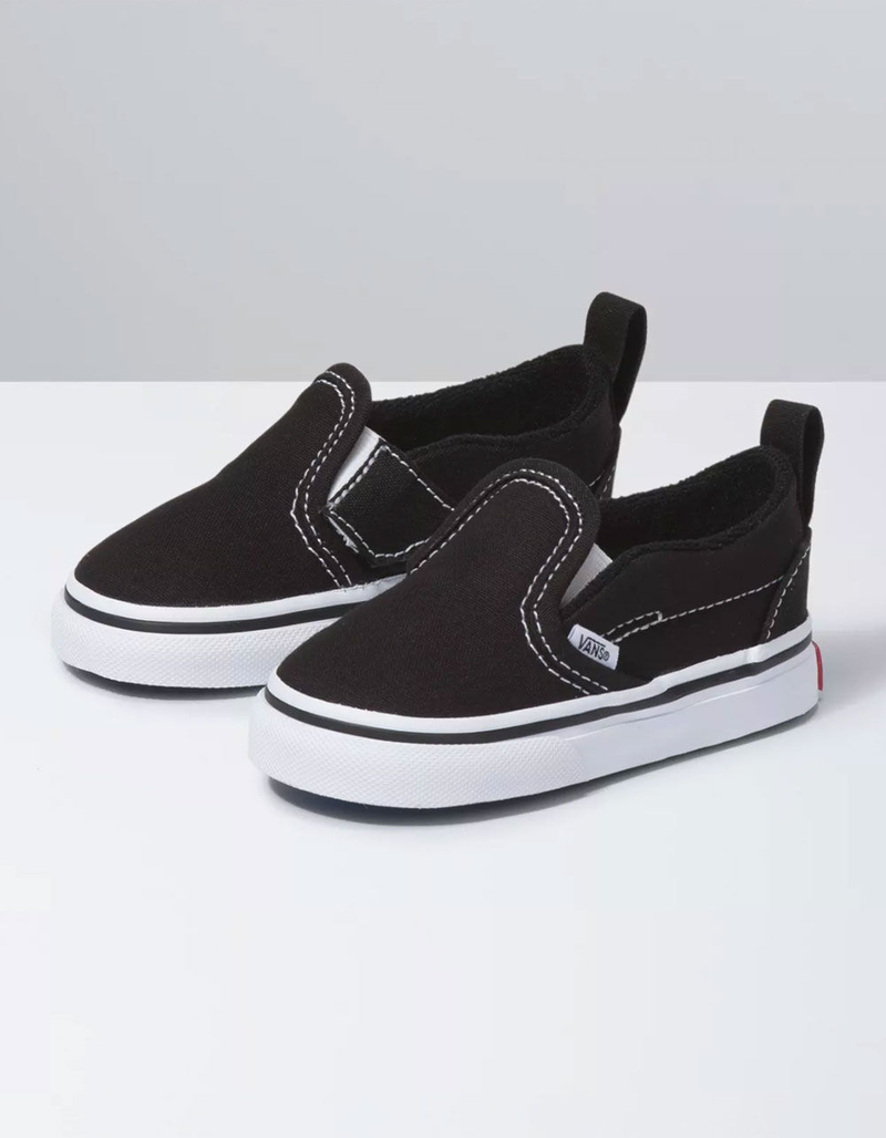 VANS Toddler Canvas Slip-On Black Velcro Shoes image number 0