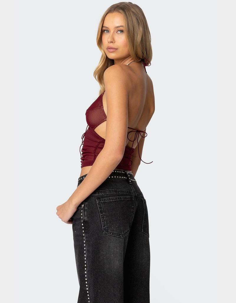 EDIKTED Strappy Ruched Mesh Top image number 4