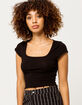 BOZZOLO Square Neck Lettuce Edge Black Womens Tee image number 2