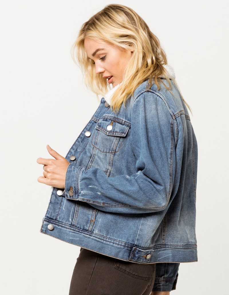 JADE & IVORY Sherpa Womens Denim Jacket image number 1
