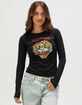 ED HARDY Tiger Head Womens Long Sleeve Baby Tee image number 1