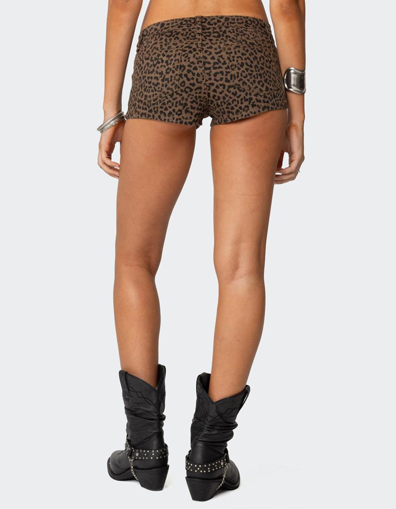 EDIKTED Leopard Printed Micro Denim Shorts image number 4