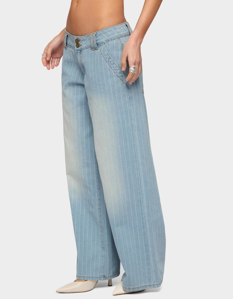 EDIKTED Petite Cory Striped Low Rise Baggy Jeans image number 1